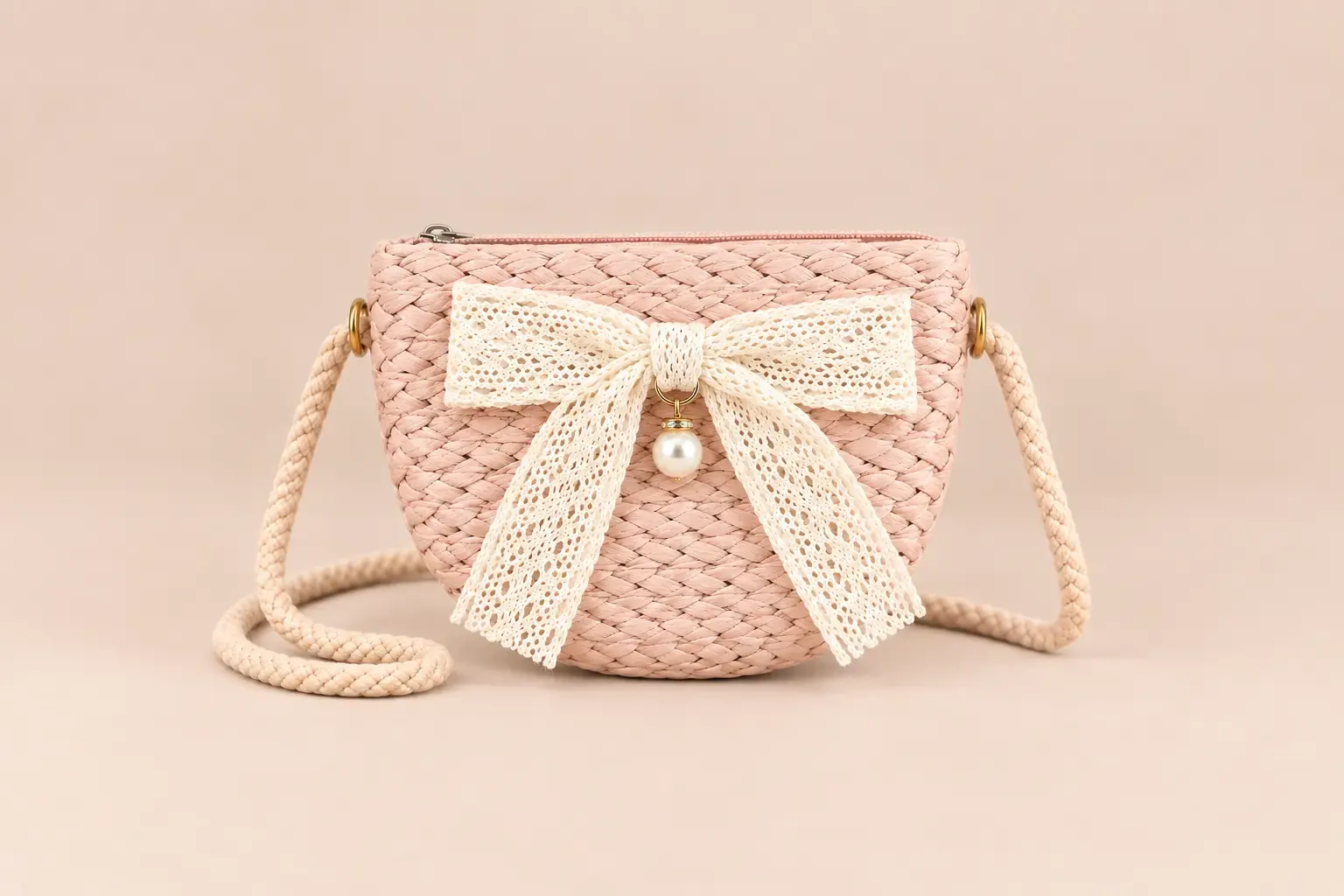 Pink Jute Sling Bag for Girls