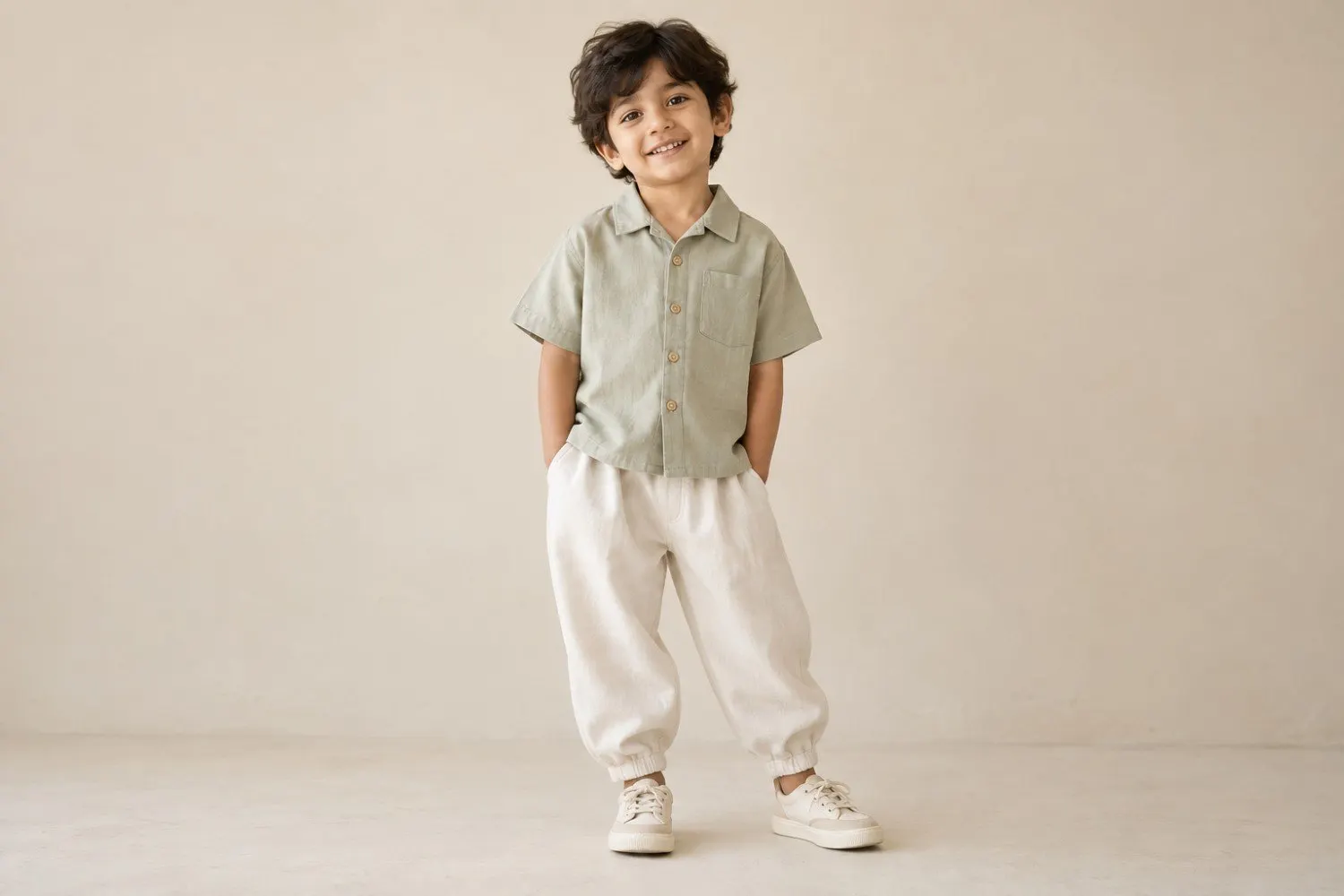 cotton boxy shirt and relaxed balloon trousers