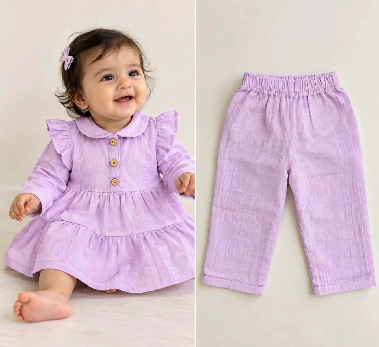 Lavender Baby Muslin Frock Se