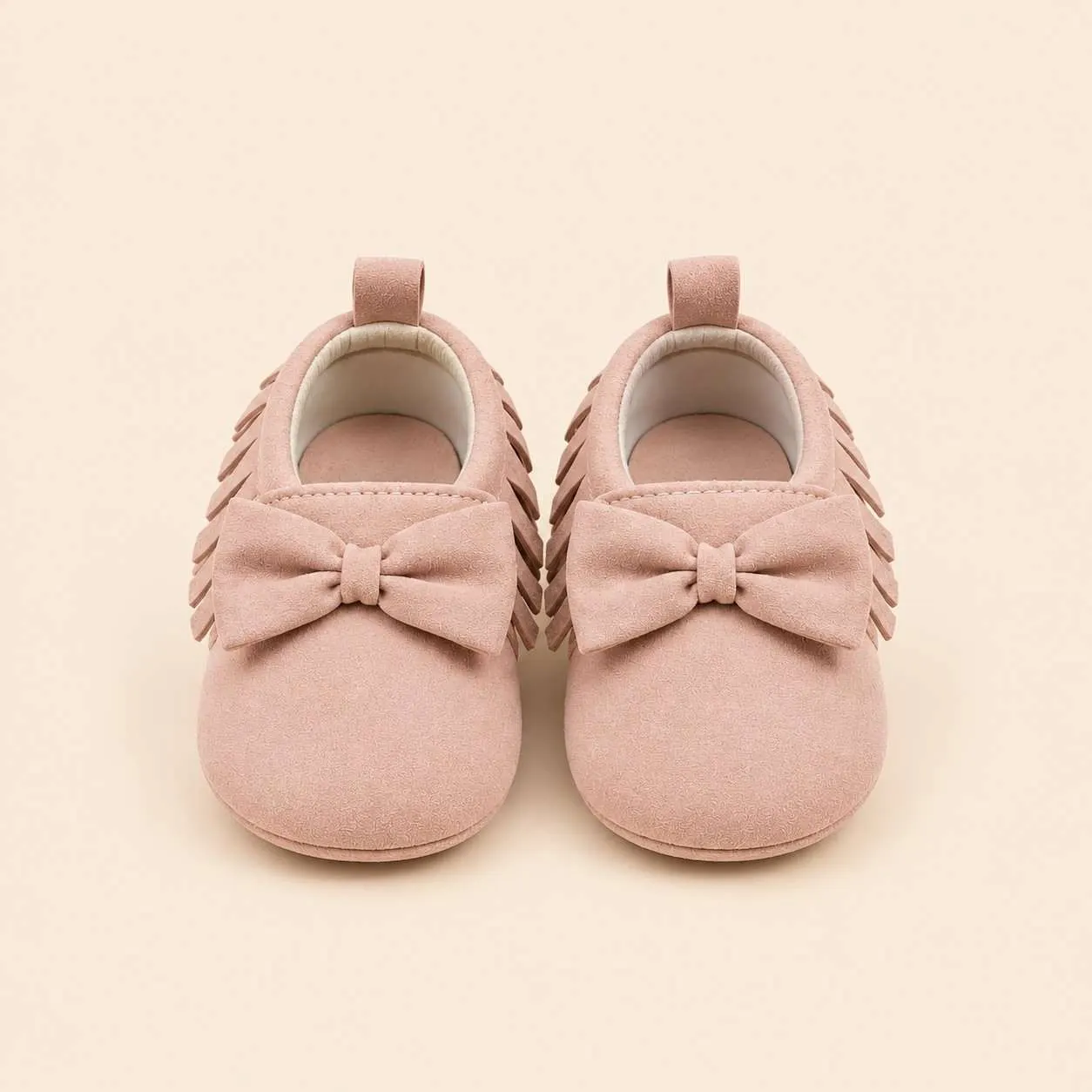 Blush Pink Bow Baby Girl Shoes