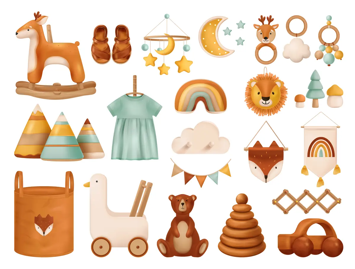 Wooden Rattle Set